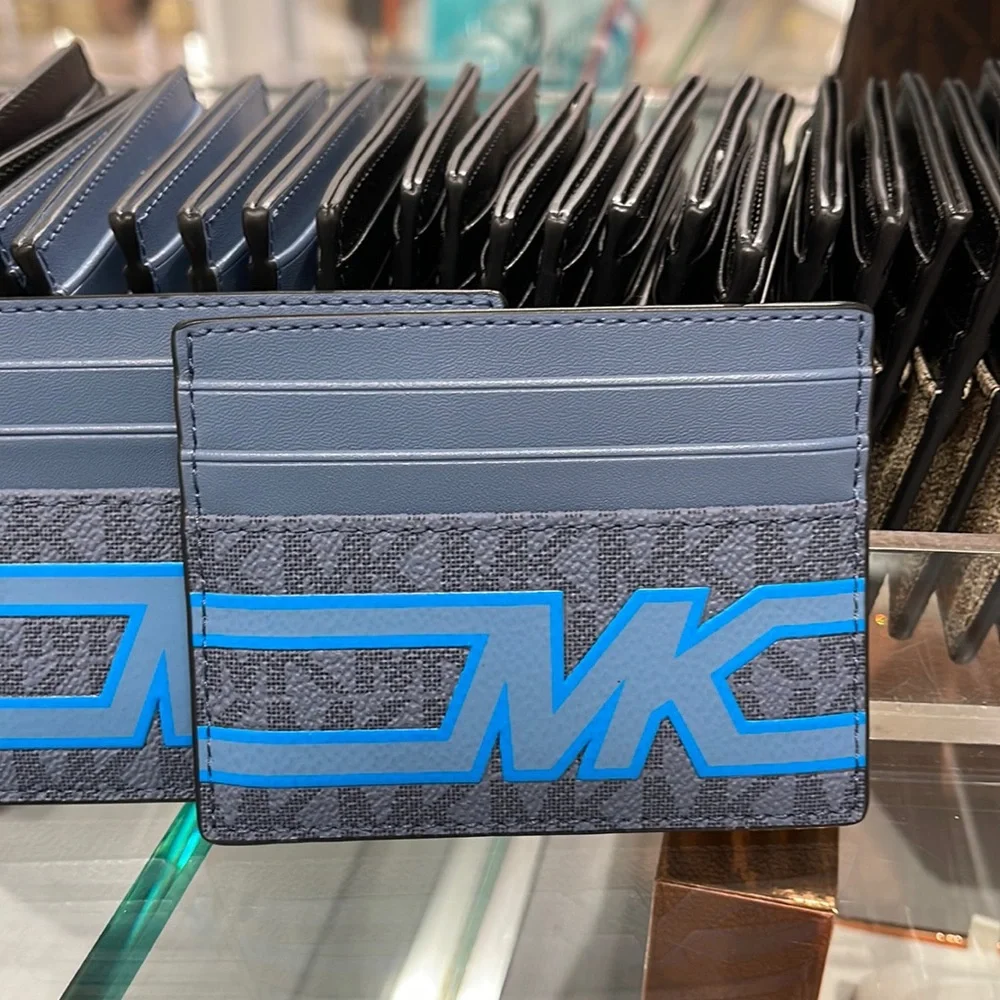 Michael Kors Cooper Graphic Logo Tall Card Case Denim Multi Denim Multi NWT